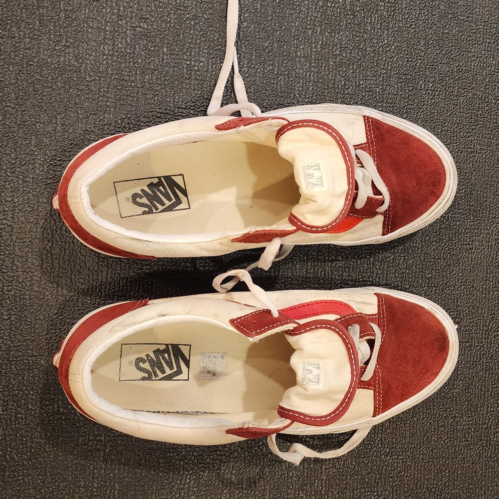 Vans Red and White Suede Sneakers - Picture 2 of 5